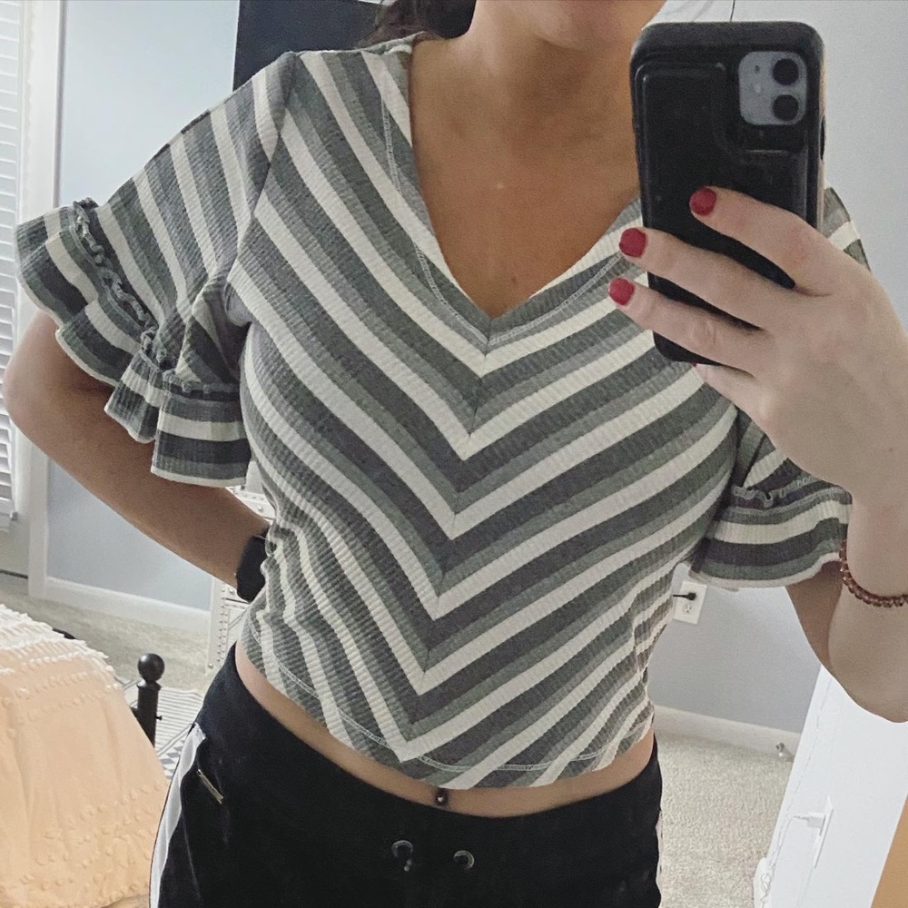 Striped bell sleeve top